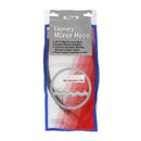 Laundry Mixer Hose, packaged for retail, featuring a 3/8" ID, high pressure, braided reinforced rubber design with brass female couplings.