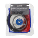 Black 6ft Aqua Plumb washing machine inlet hose with brass fittings and washers, displayed on a white background.