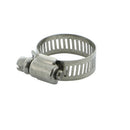 Set of six adjustable stainless steel hose clamps.