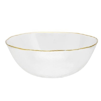 Clear Glass Bowl With Gold Rim