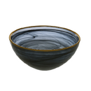 Black Alabaster Bowl With Gold Scalloped