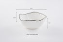 Large Ceramic White Salad Bowl with Silver Pearls