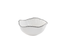 Large Ceramic White Salad Bowl with Silver Pearls