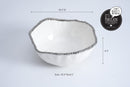 Large Ceramic White Salad Bowl with Silver Pearls