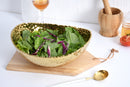 Golden Millennium oval serving bowl, hammered titanium-plated porcelain, 11.25 x 9 x 4 inches.