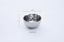 Pampa Bay Millennium porcelain snack bowl with a hammered silver-look exterior and a shimmering, crinkled silver interior.