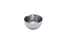 Pampa Bay Millennium porcelain snack bowl with a hammered silver-look exterior and a shimmering, crinkled silver interior.