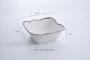 Ceramic Large Square White with Silver Beads Salad Bowl