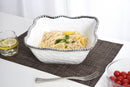 Ceramic Large Square White with Silver Beads Salad Bowl