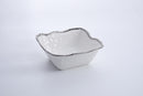 Ceramic Large Square White with Silver Beads Salad Bowl