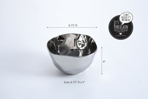 Ceramic Medium 6.75" X 4" Silver Bowl