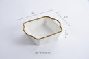 White Ceramic Square Baking Dish with Gold Pearls