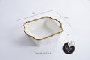 White Ceramic Square Baking Dish with Gold Pearls