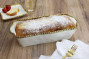 Ceramic White Loaf Dish With Gold Pearls