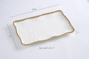 White Ceramic Med Platter with Golds Pearls