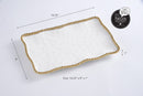 White Ceramic Med Platter with Golds Pearls