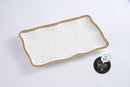 White Ceramic Med Platter with Golds Pearls
