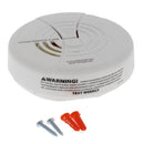 BRK CO250B battery-powered carbon monoxide alarm in its packaging, highlighting its 10-year sensor and alarm life, and hinged cover.