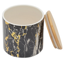 Black Marble Ceramic Canister with Bamboo Cover 33.8oz