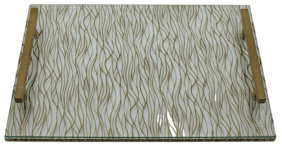Lucite/Glass Challah Board Swirl Gold Design