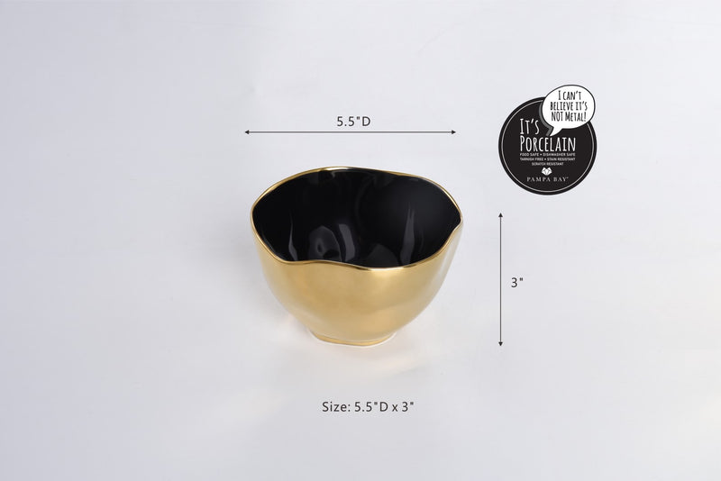 Ceramic Gold and Black Small Bowl