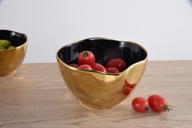 Ceramic Gold and Black Small Bowl