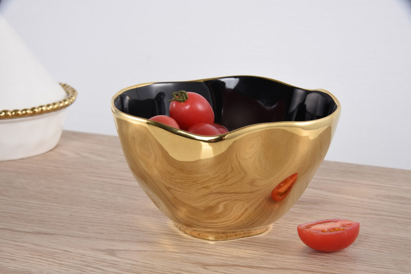 Ceramic Gold and Black Small Bowl