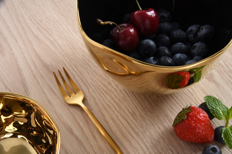 Ceramic Gold and Black Small Bowl