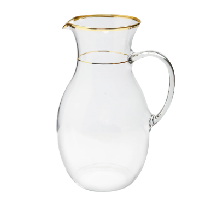 Clear Pitcher With Gold Rim