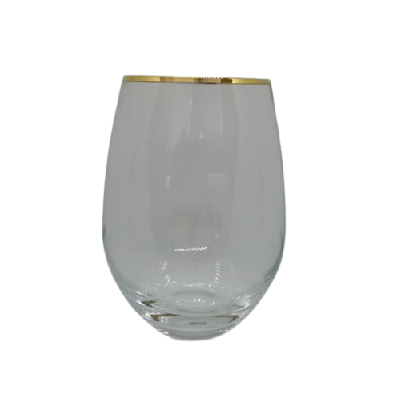 20oz Single Stemless Gold Rim Wine Glass
