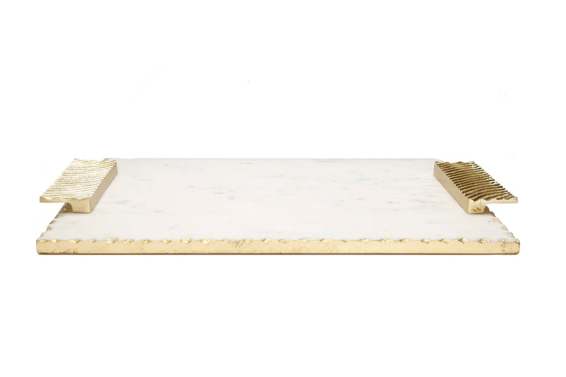Marble Challah Tray White/Gold