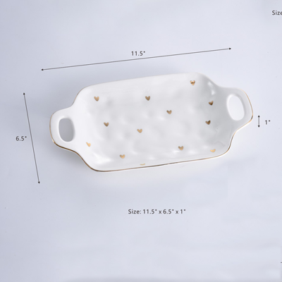 Ceramic Tray With Handles Gold