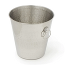 Silver hammered stainless steel champagne bucket with ring handles.