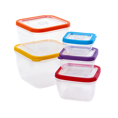 Square Clear-View Food Storage Set - 10-Piece, BPA-Free - WHITE ( )