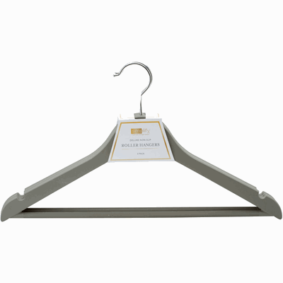 Deluxe Non Slip Hangers 3pk Grey