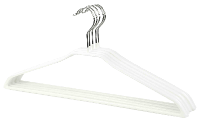 Non-Slip and Snag-Free Suit Vinyl Coated Steel Wire Hanger, (Pack of 5), White
