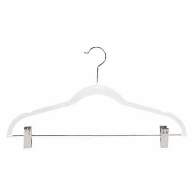 6pc Velvet Suit Hangers White With Clip