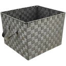 Large Woven Shelf Tote With Strap Gray 13" X 15" X 10"