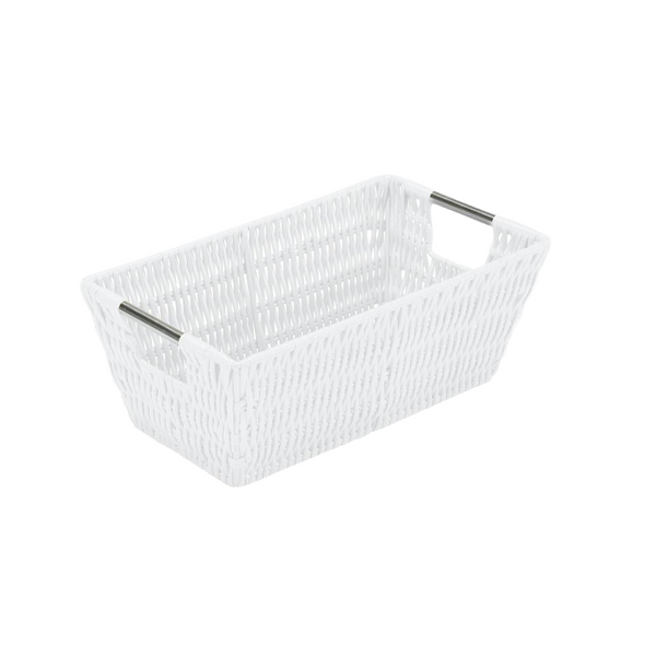 Vertical Line Shelf Tote White 11.5" x 6.5" x 4.5"