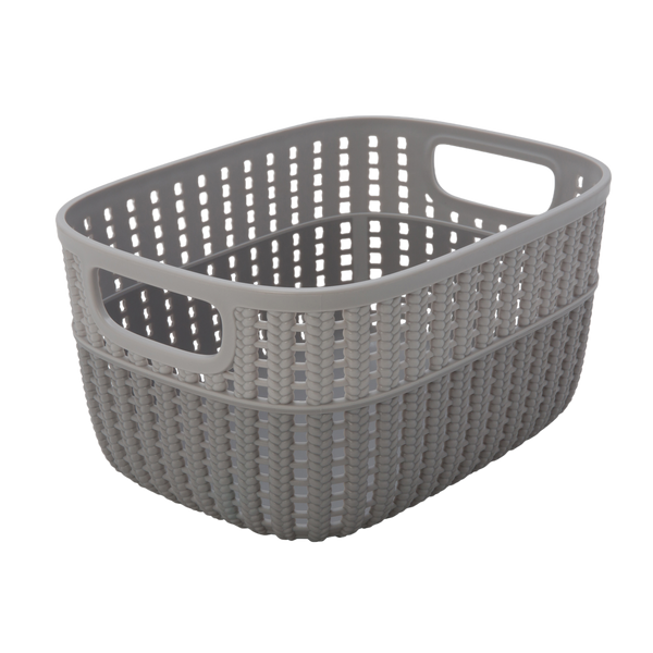 Sailor Knot Storage Tote Light Gray with White Rim 9" X 7" X 7.5"