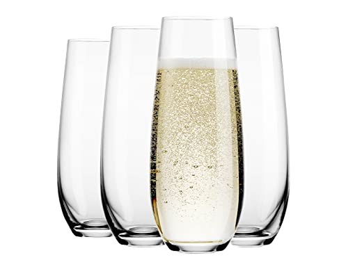 Champagne Flutes Stemless Beverage Glass Cup Meridian by Godinger