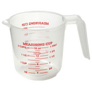 Transparent Norpro measuring cup for kitchen use, 2-cup capacity, with red printed measurements and pouring spout