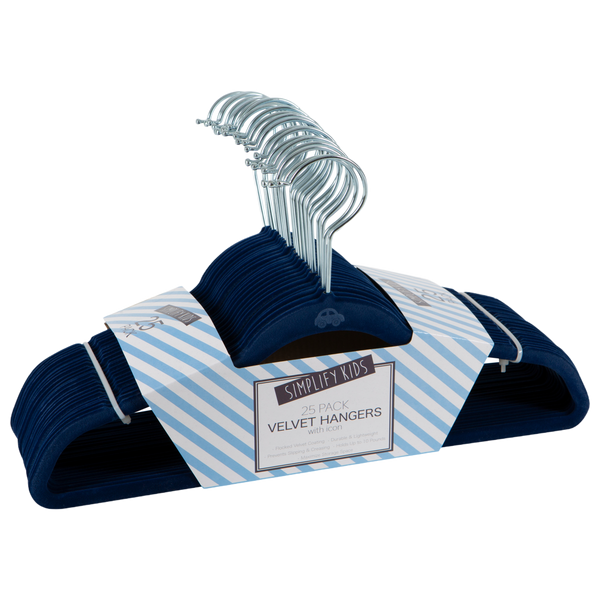 Simplify Kids Velvet Hangers 25 Pack Navy