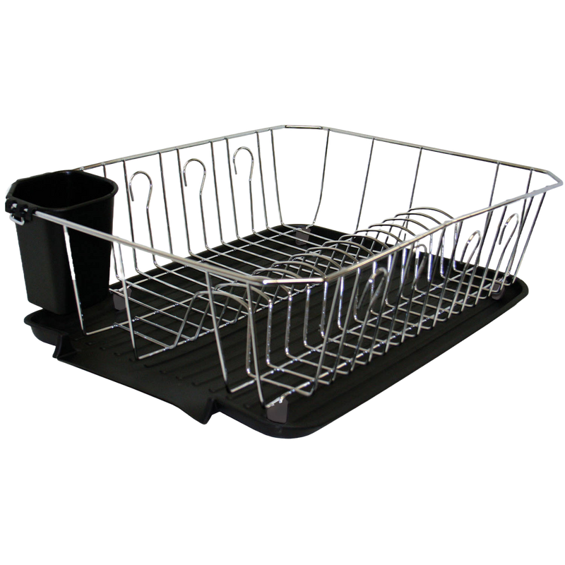 Kitchen Details Chrome 3 Piece Set Dish Rack in Black (17.25 X 13.75 X 5 )