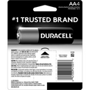  Pack of four Duracell Power Boost AA batteries with black and copper design, displayed on a white background.