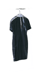 Off-white zippered protective dress bag, 24" x 3" x 48", designed for closet organization, on a white background.