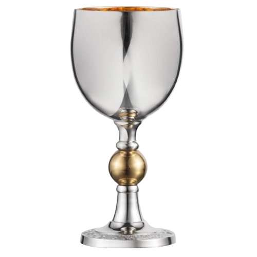 Nua Collection 58018 Kiddush Cup with Nickel Stem and Gold Inside