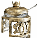 Honey Dish On Gloden Stand With Cover And Spoon