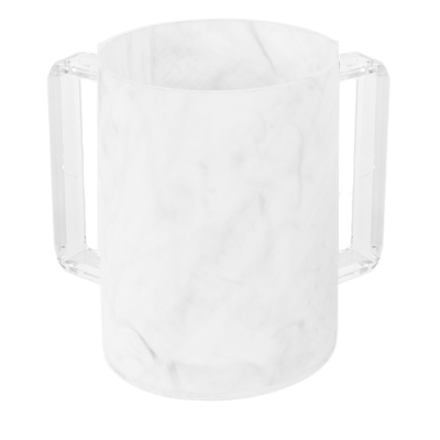 Marble Acrylic Wash Cup with Clear Handles
