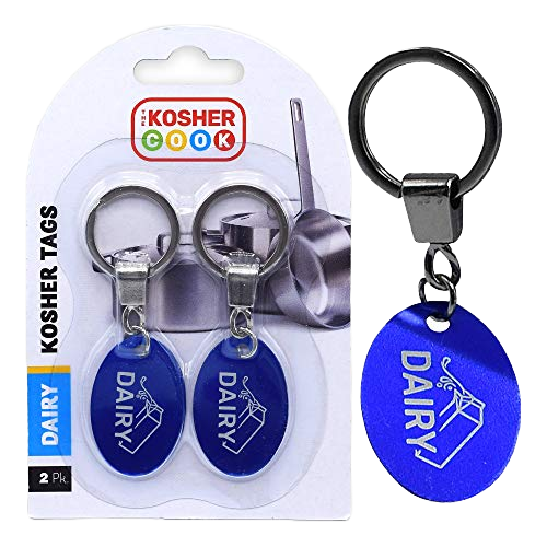 Dairy Blue Keyrings - Pack of 2– Key Chain Ring to Kosher Tag and Label Utensils, Cutlery and Kitchen Items - Heat Resistant and Dishwasher Safe - C